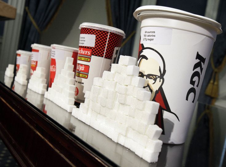 Количество сахара в стаканах с газировкой в одном известном ресторане быстрого питания © ibusiness.ru