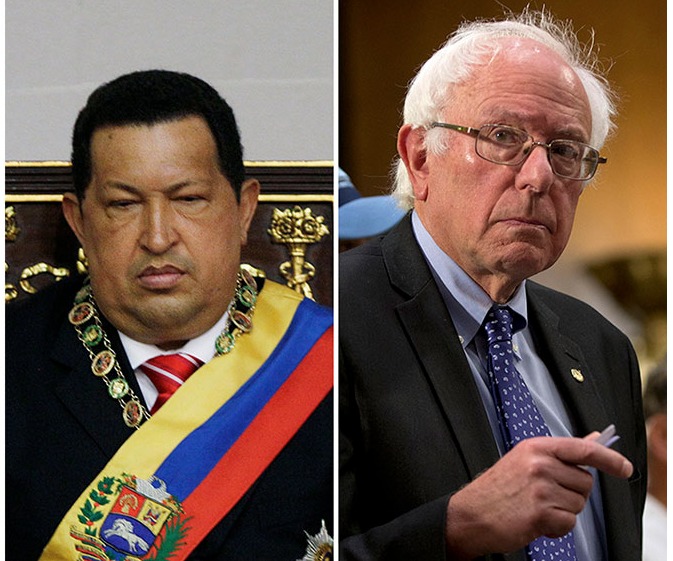 Бывший президент Венесуэлы Уго Чавес и кандидат в президенты США Берни Сандерс.