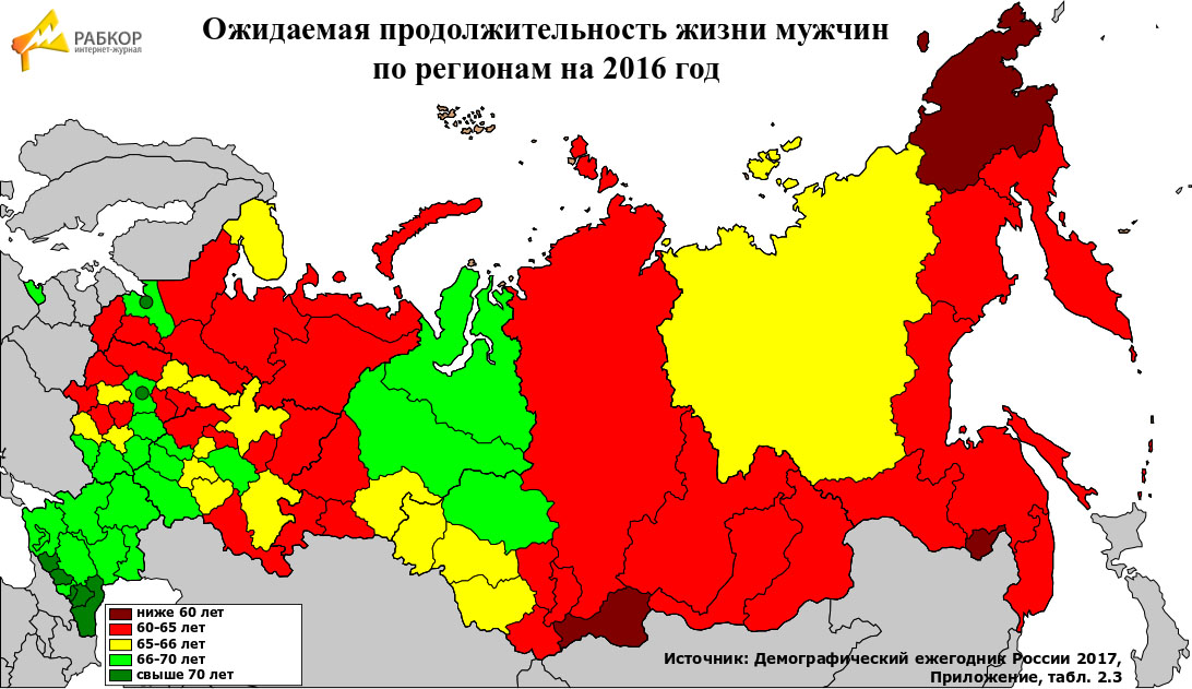 Продолжительность жизни карта